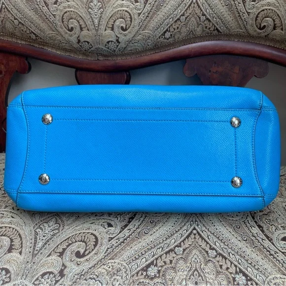 Coach Crossgrain Leather Margot Carryall Shoulder Bag Crossbody Sky Blue F34607 - Picture 9 of 16